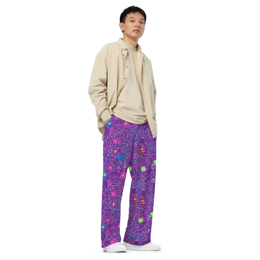 Neon Jungle on a Wide-Leg Pants