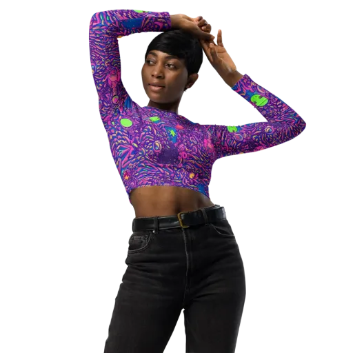Neon Jungle on a Long Sleeve Crop Top