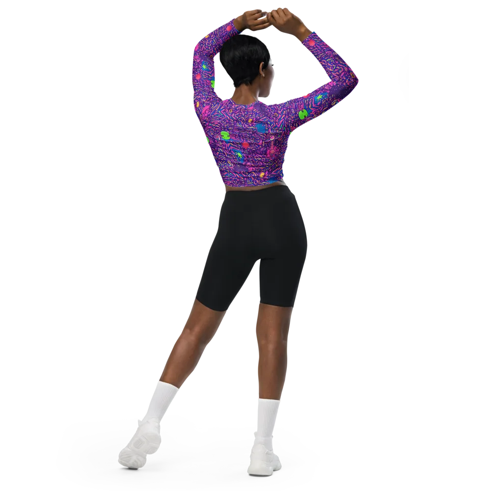Neon Jungle on Long Sleeve Crop Top — Back