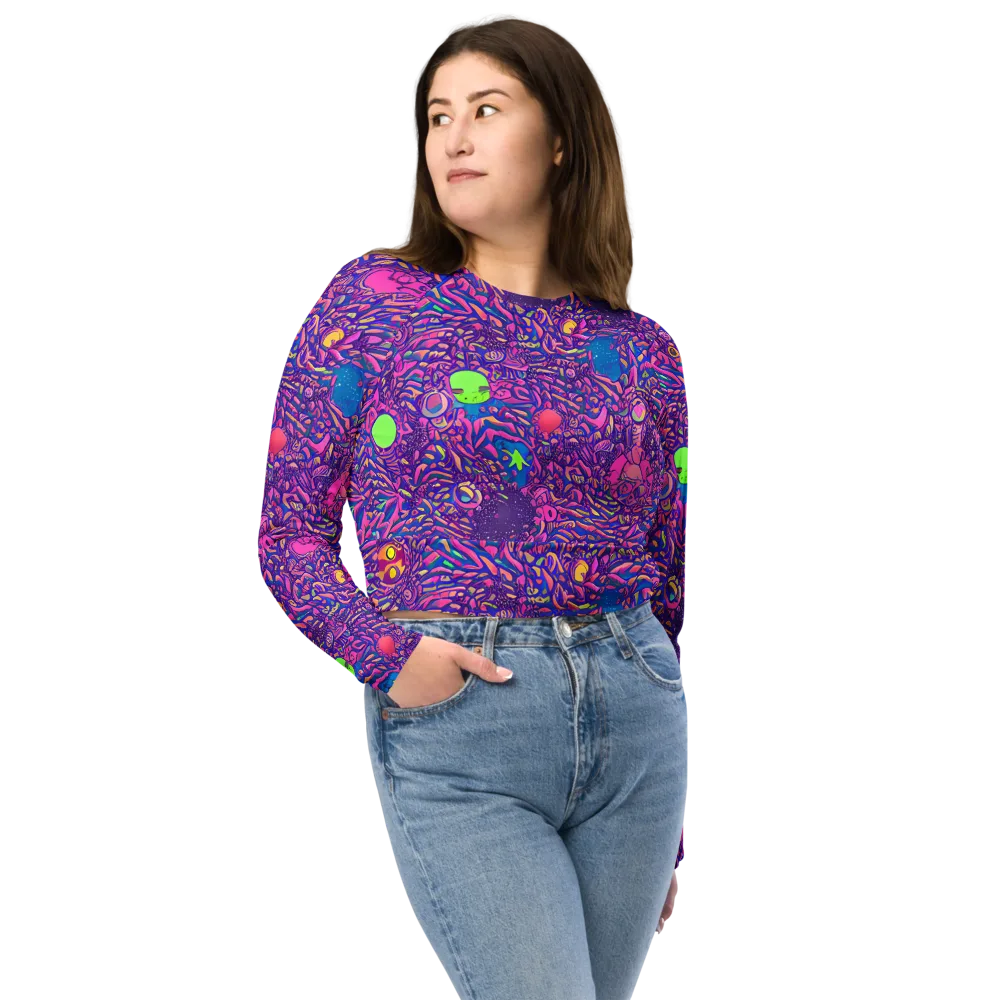Neon Jungle on Long Sleeve Crop Top — Front