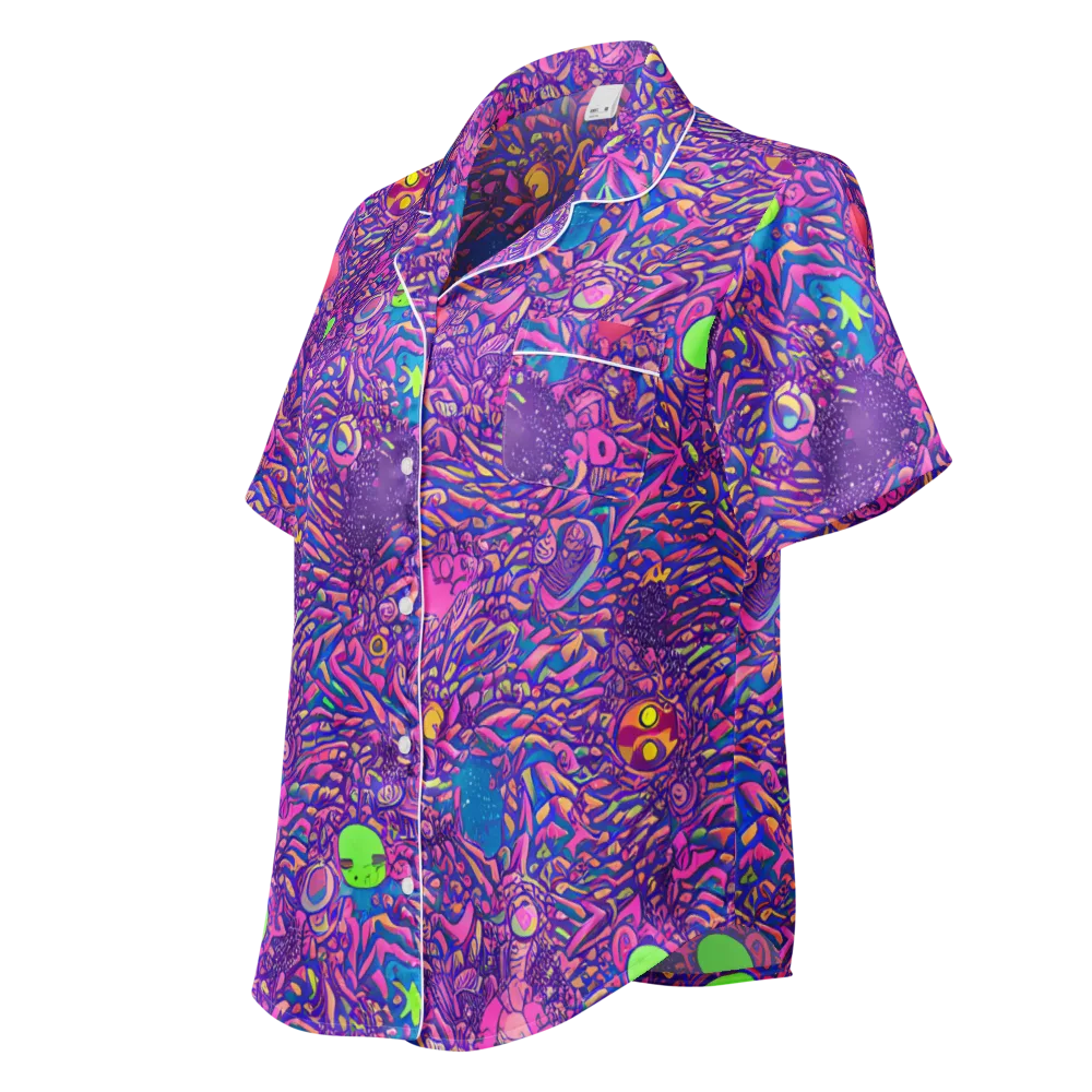 Neon Jungle on Women's Short Sleeve Pajama Top — Left Front