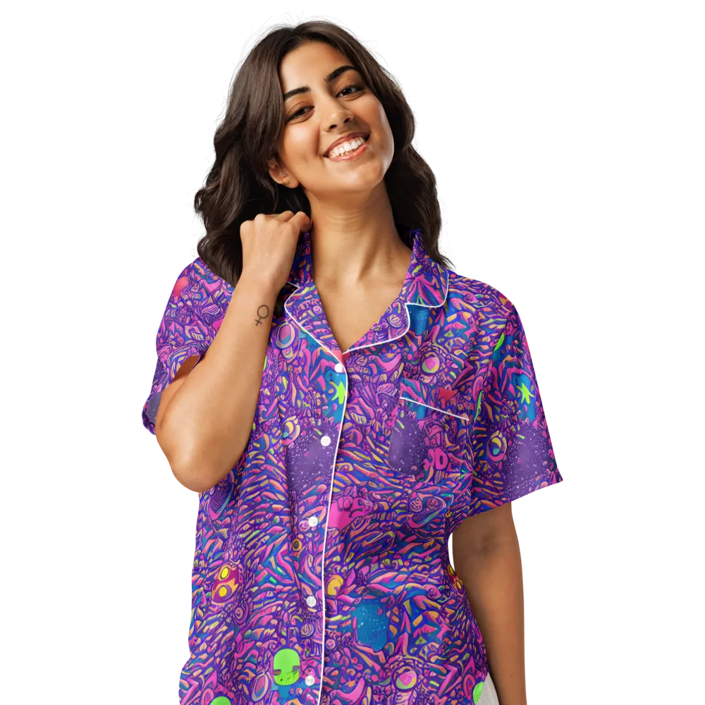 Neon Jungle on Women's Short Sleeve Pajama Top — Front