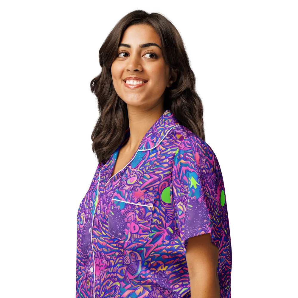 Neon Jungle on Women's Short Sleeve Pajama Top — Left Front