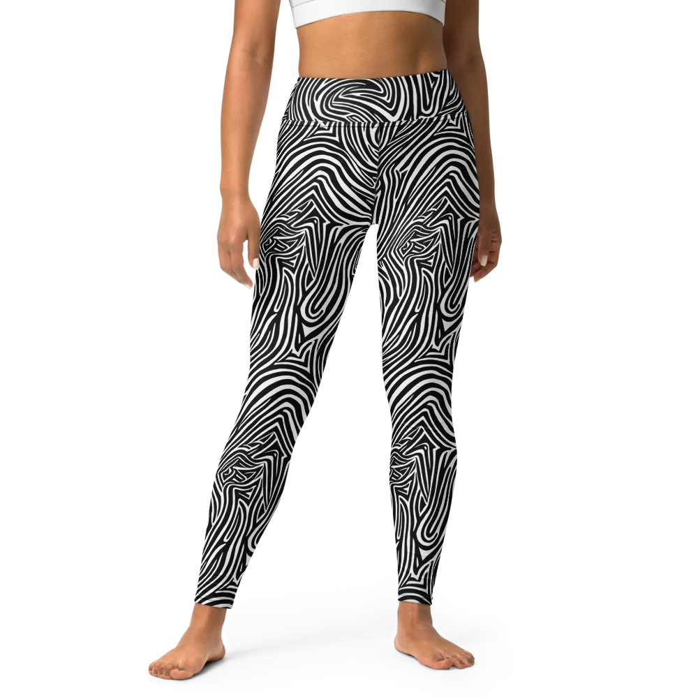 Monochrome Current on Yoga Leggings — Front