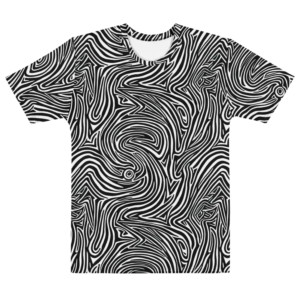 Monochrome Current on Men's Cotton Crew Neck T-Shirt — Front