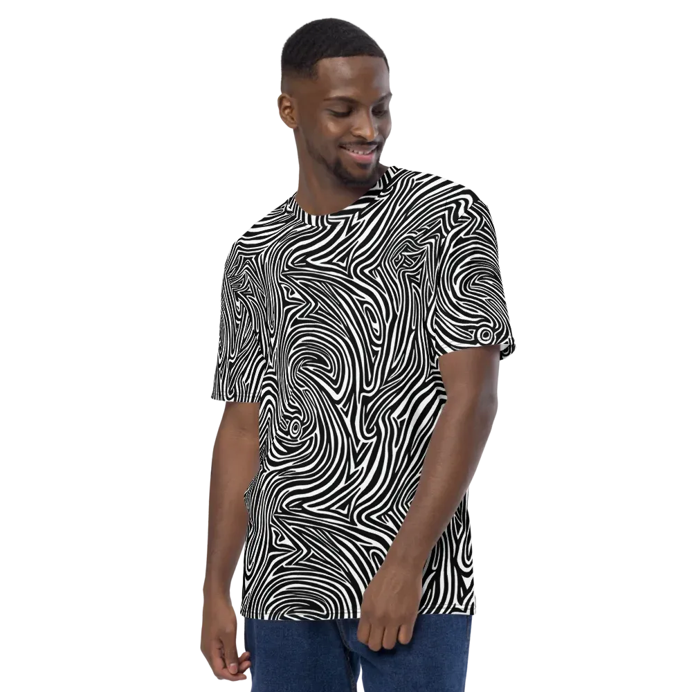 Monochrome Current on Men's Crew Neck T-Shirt — Left