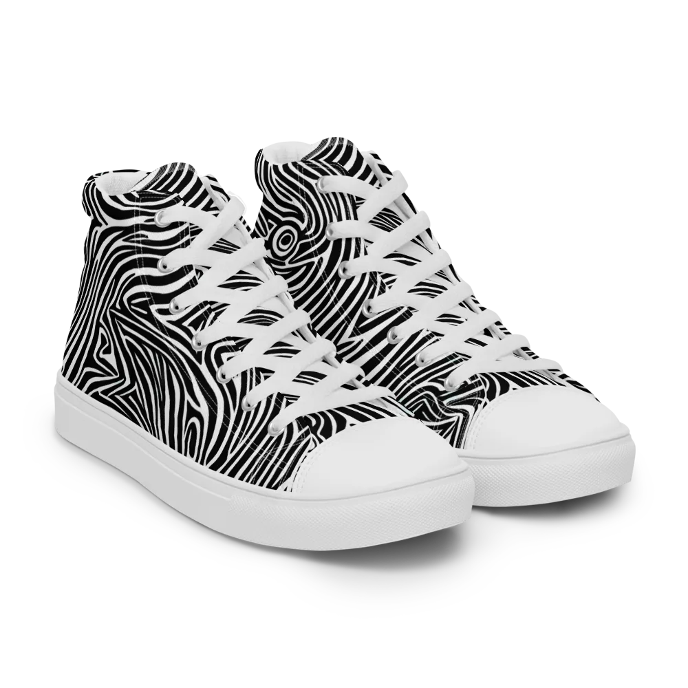 Monochrome Current on Men's High Top Canvas Shoes — Right Front