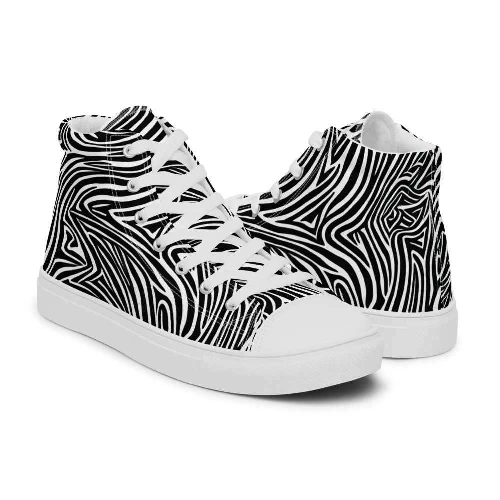 Monochrome Current on Men's High Top Canvas Shoes — Right