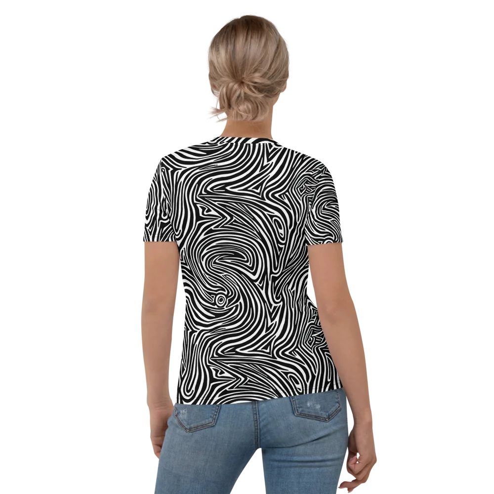 Monochrome Current on Women's Crew Neck T-Shirt — Back