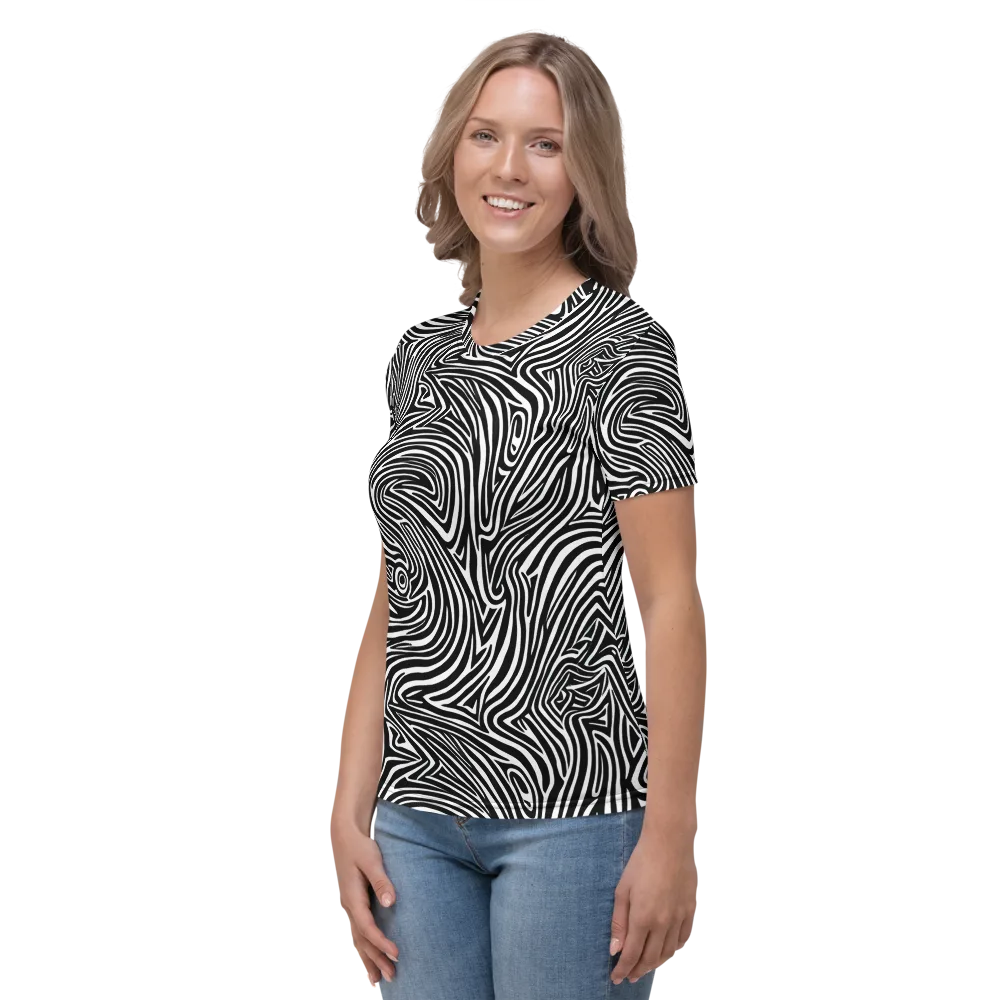 Monochrome Current on Women's Crew Neck T-Shirt — Left