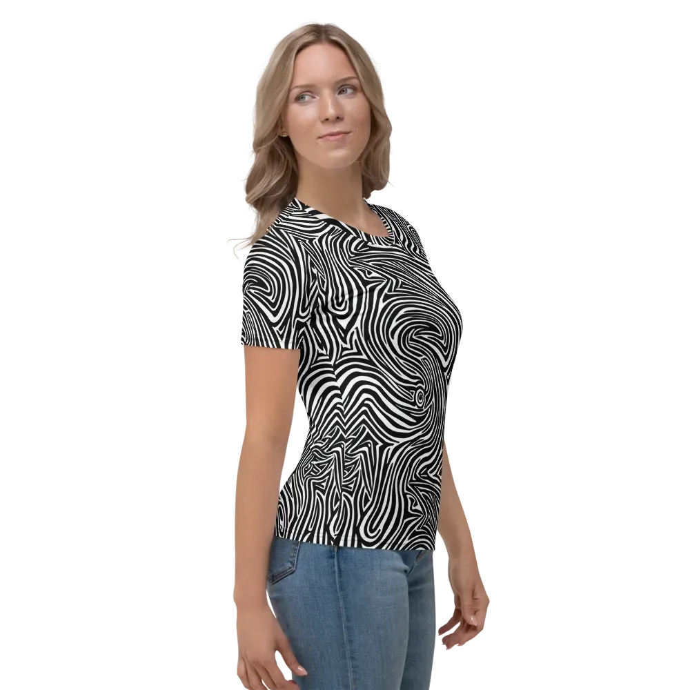 Monochrome Current on Women's Crew Neck T-Shirt — Right