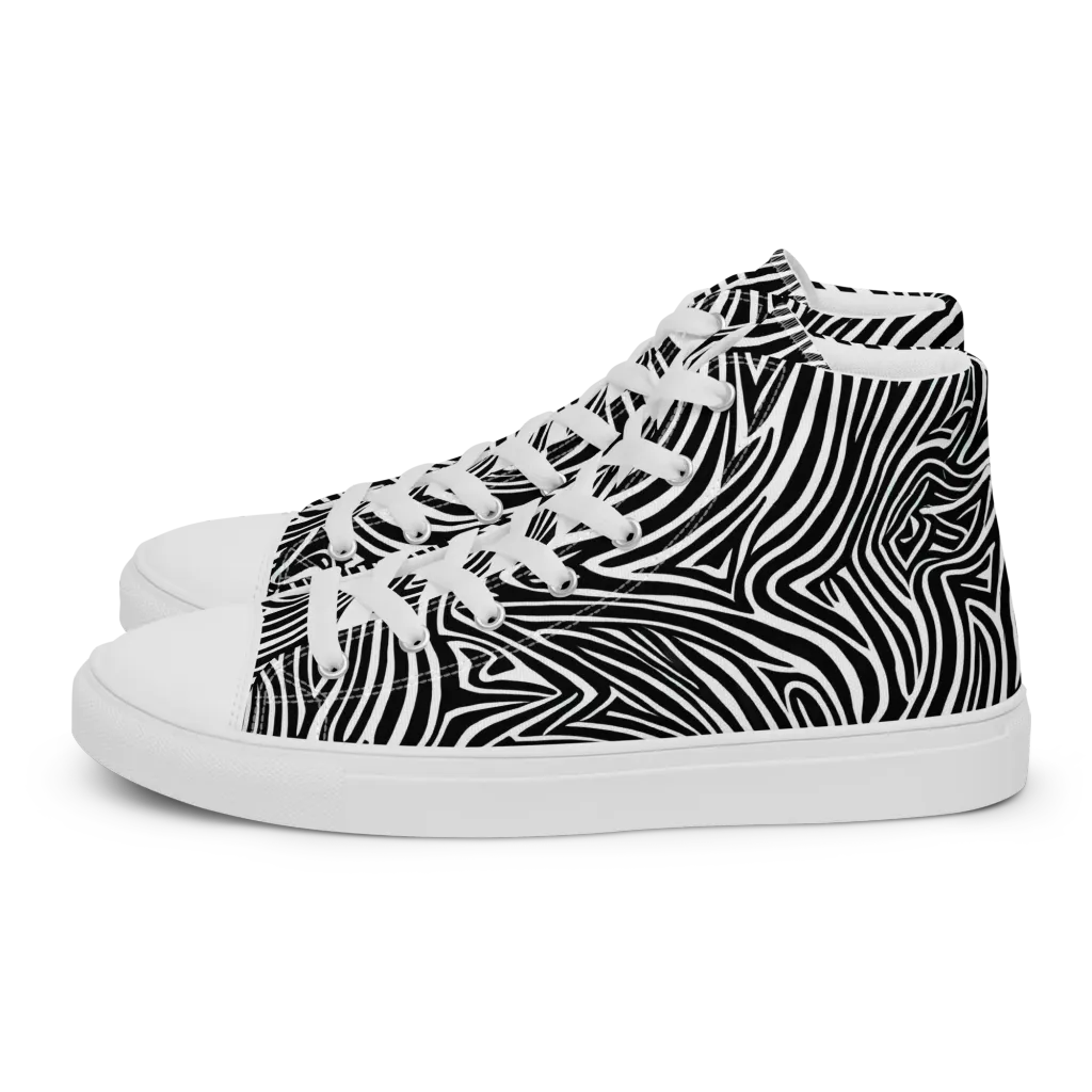 Monochrome Current on Women's High Top Canvas Shoes — Left