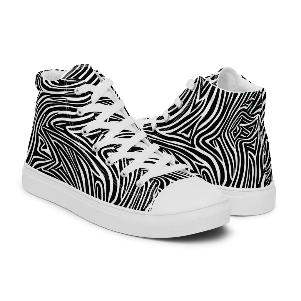 Monochrome Current on Women's High Top Canvas Shoes — Right