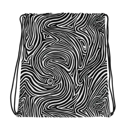 Monochrome Current on a Drawstring Bag