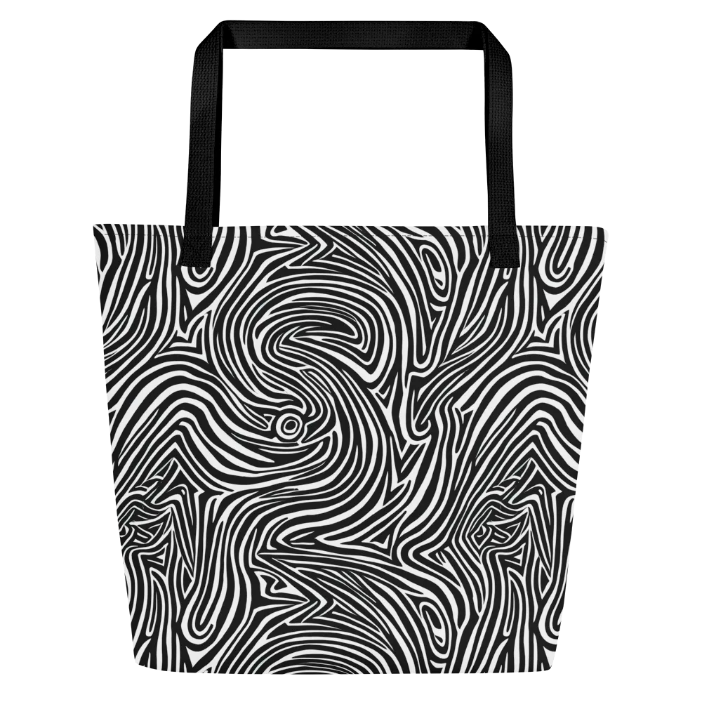 Monochrome Current on Large Tote Bag W/ Pocket — Front