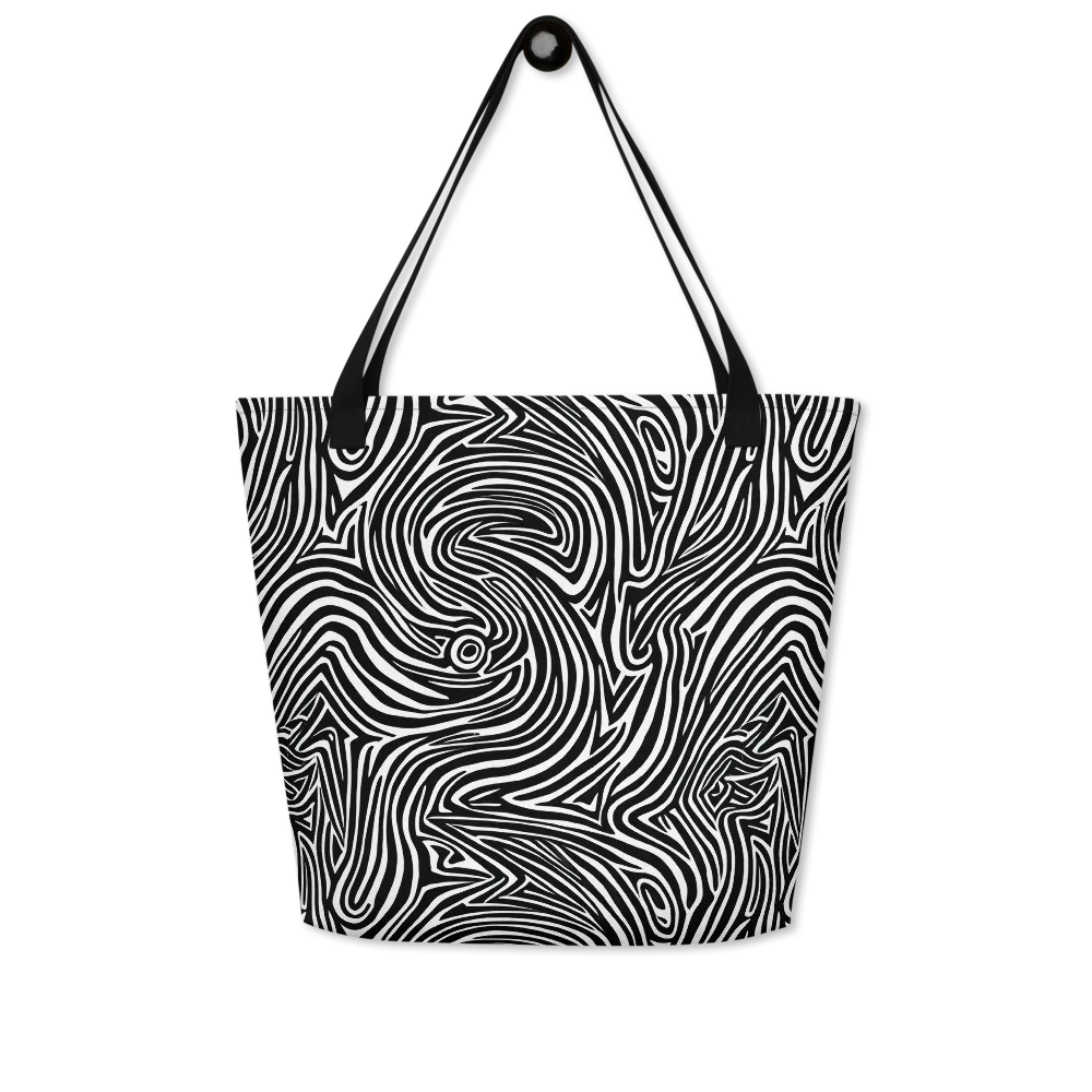 Monochrome Current on Large Tote Bag W/ Pocket — Front
