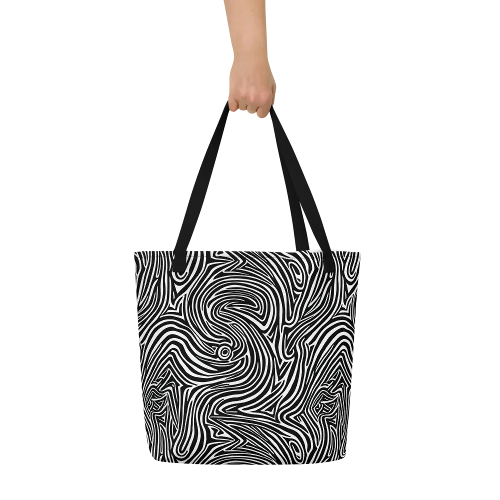 Monochrome Current on Large Tote Bag W/ Pocket — Front