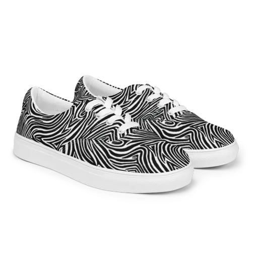 Monochrome Current on a Men's Lace-Up Canvas Shoes