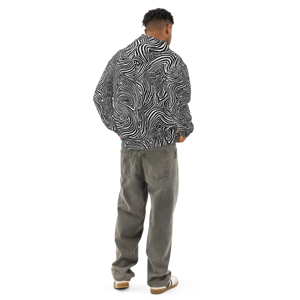 Monochrome Current on Cotton Hoodie — Back
