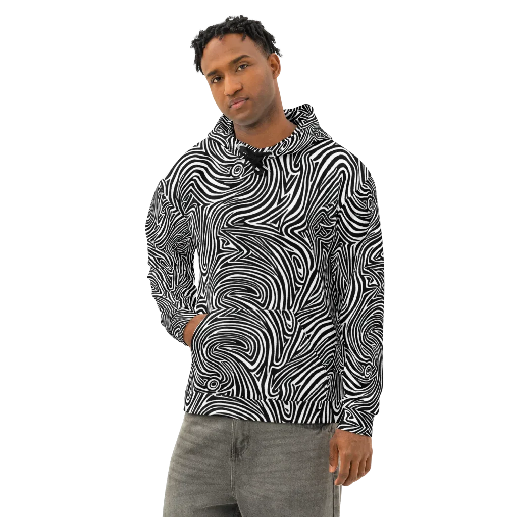 Monochrome Current on Cotton Hoodie — Left Front