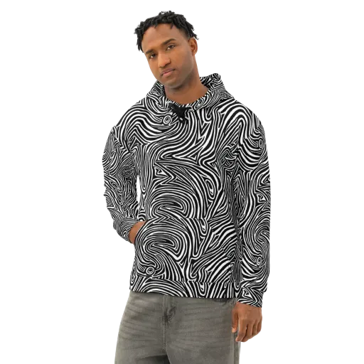 Monochrome Current on a Cotton Hoodie