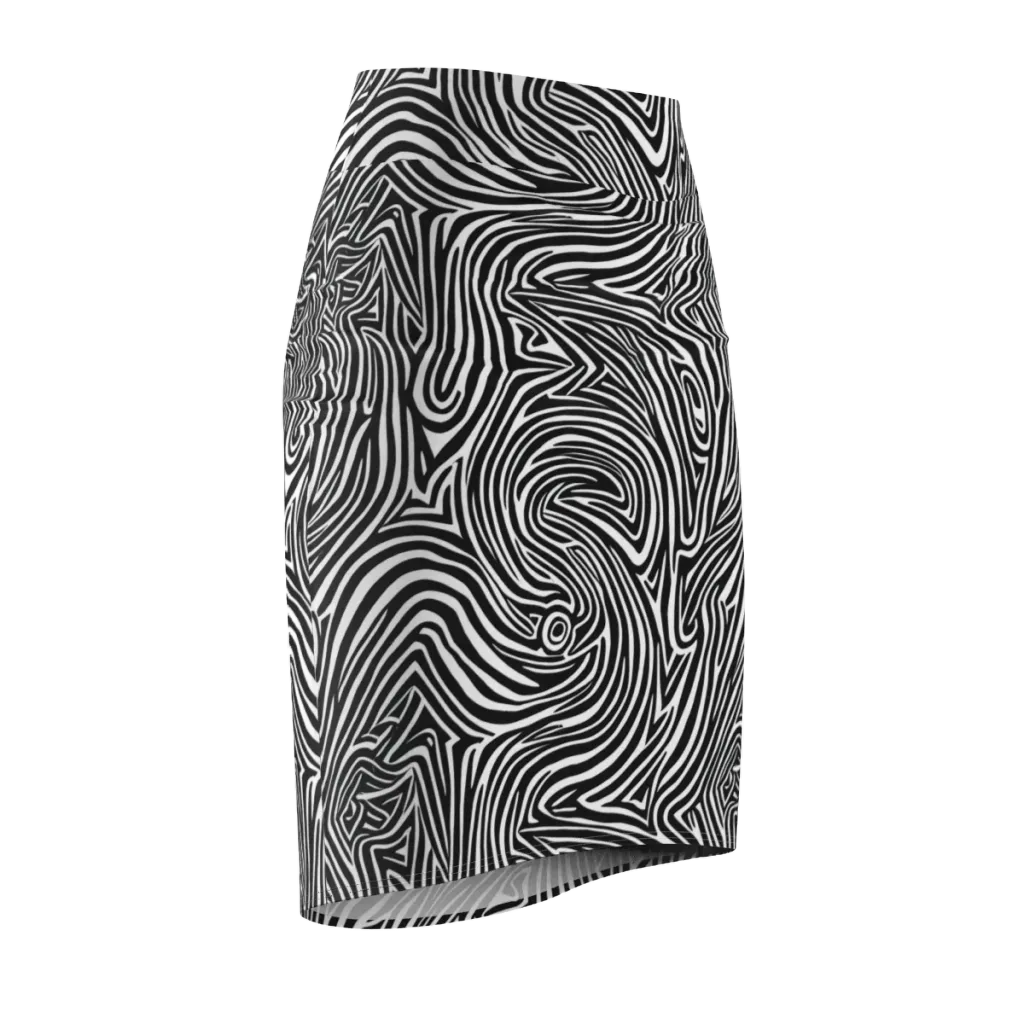 Monochrome Current on Pencil Skirt — Front Side