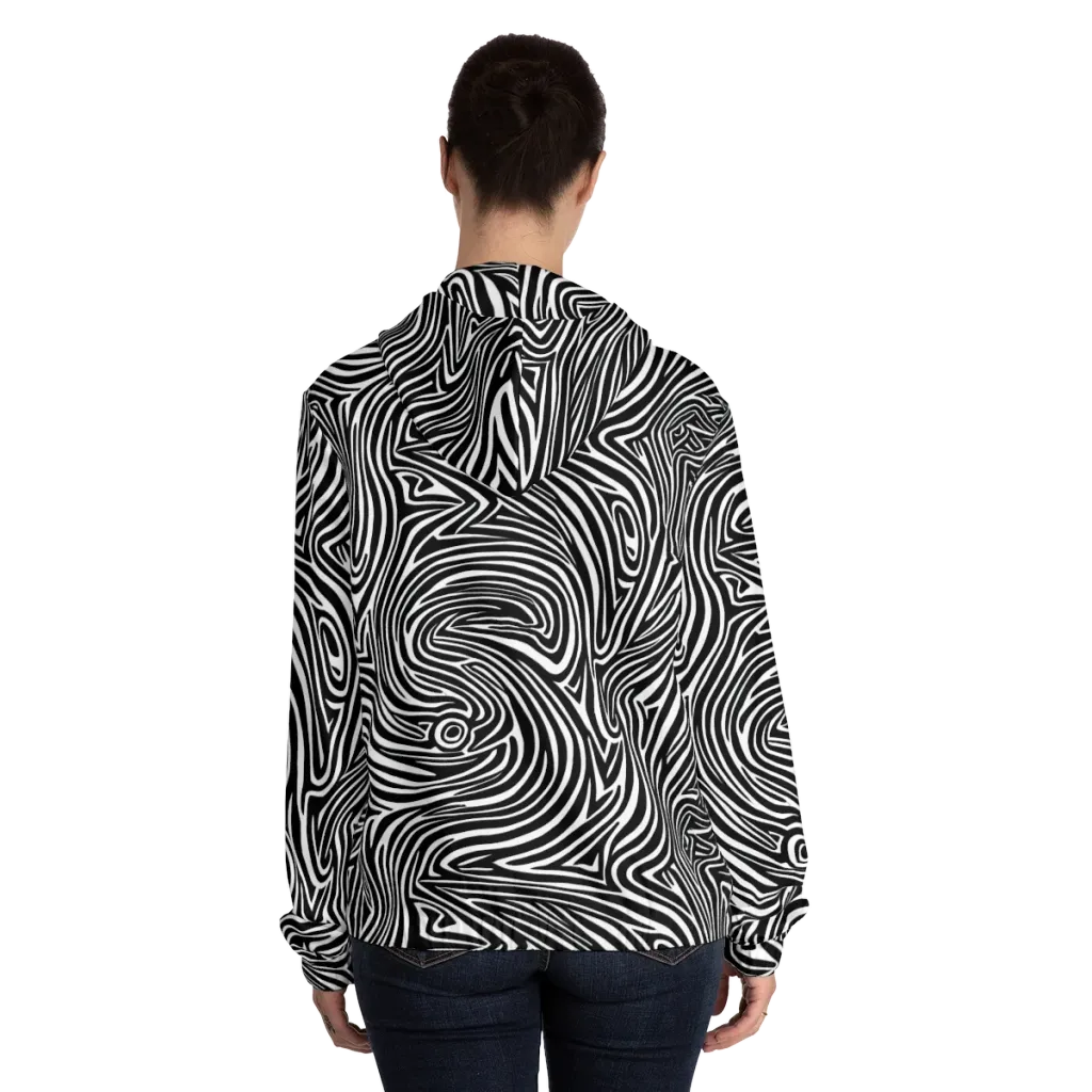 Monochrome Current on Women's Full-Zip Hoodie — Back On Person