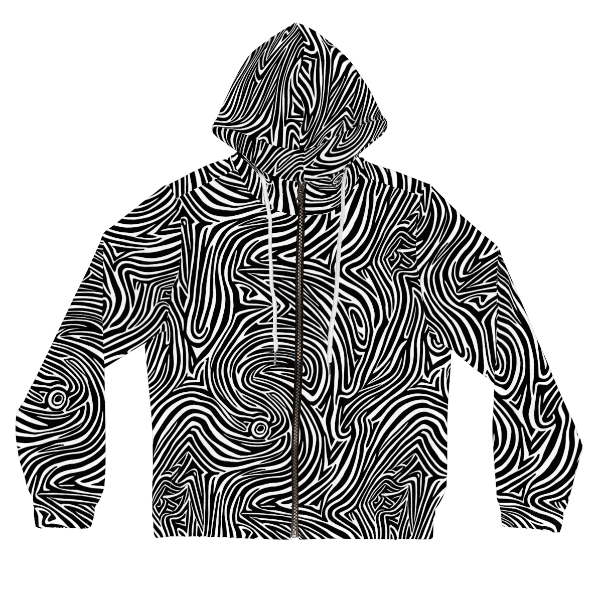 Monochrome Current on Women's Full-Zip Hoodie — Front