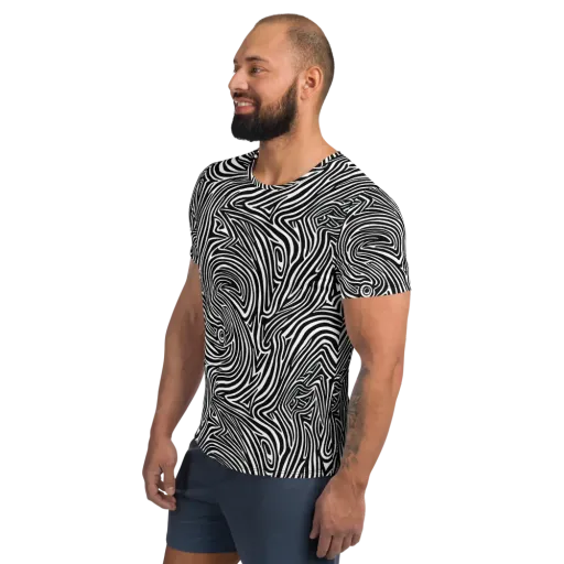 Monochrome Current on a Men's Athletic T-Shirt