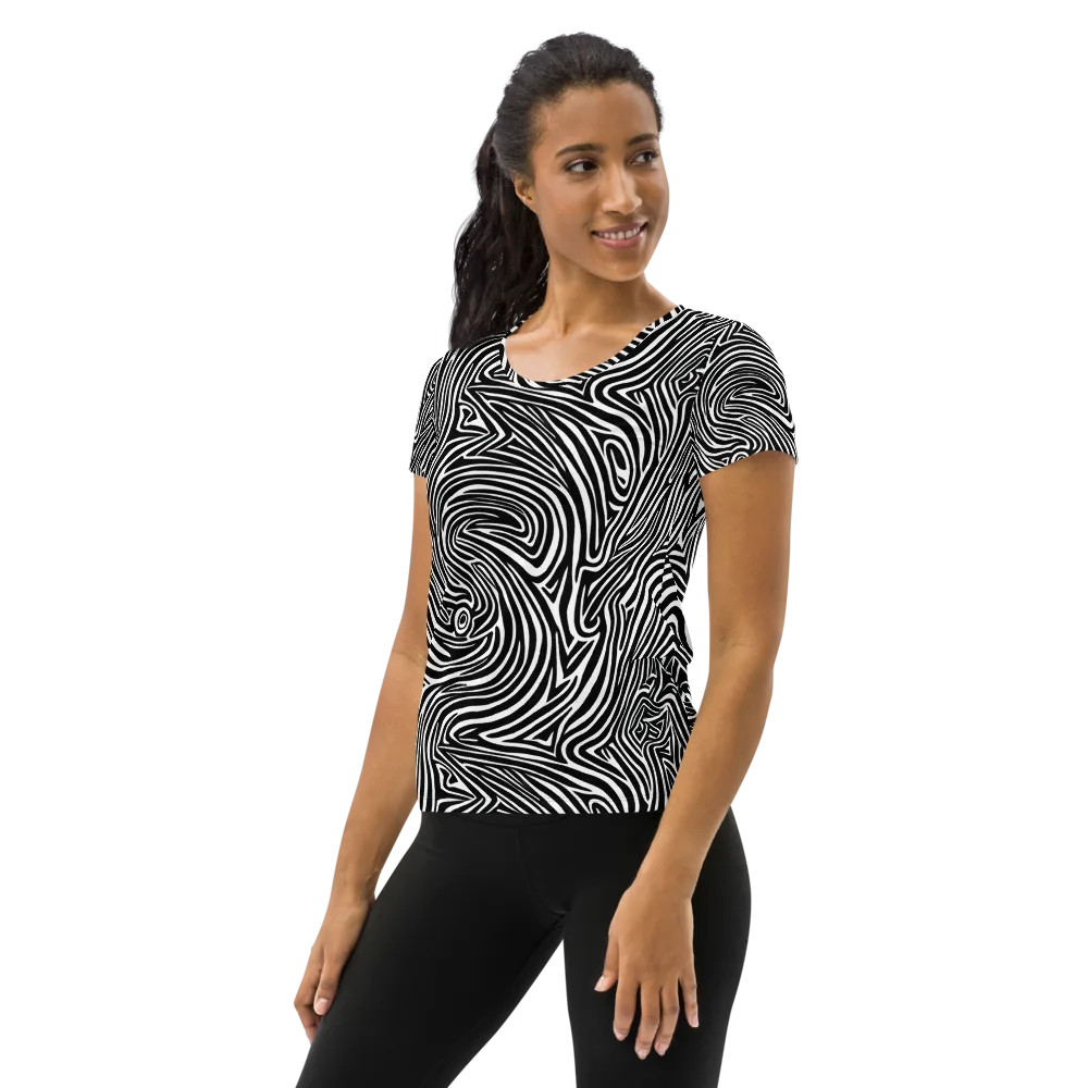 Monochrome Current on Women's Athletic T-Shirt — Left