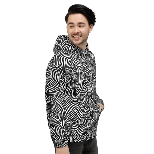 Monochrome Current on a Hoodie