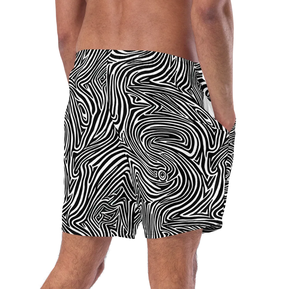 Monochrome Current on Swim Trunks — Right Back