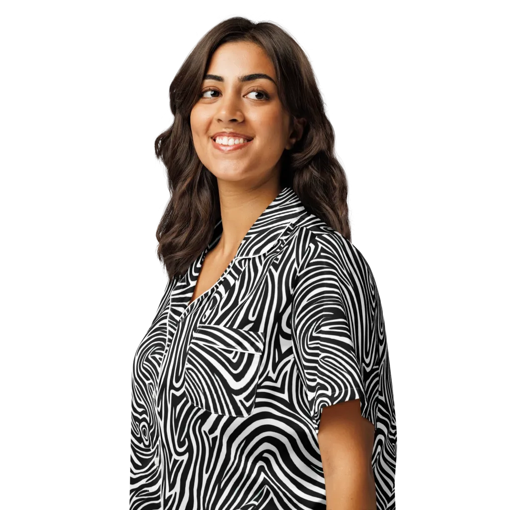 Monochrome Current on Women's Short Sleeve Pajama Top — Left Front