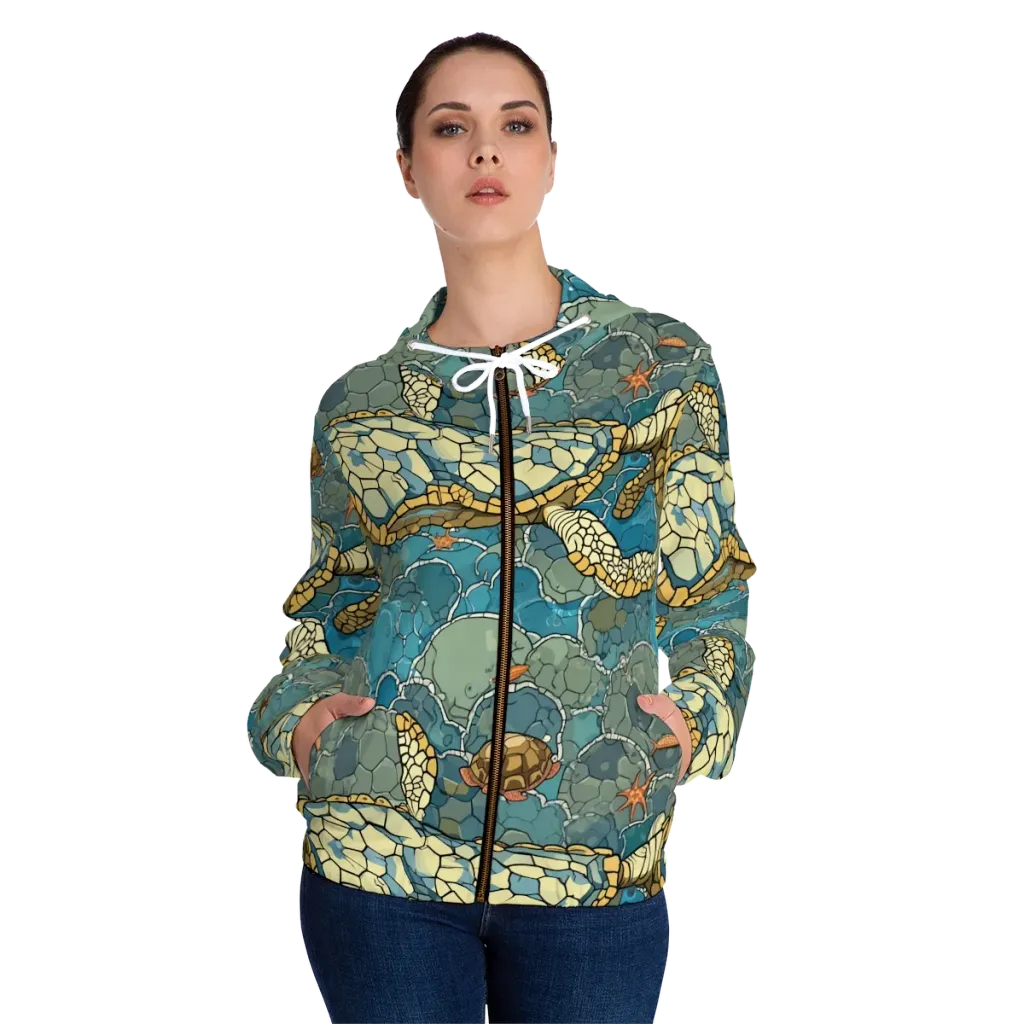 Shellwater Atlas on Women's Full-Zip Hoodie — Front On Person