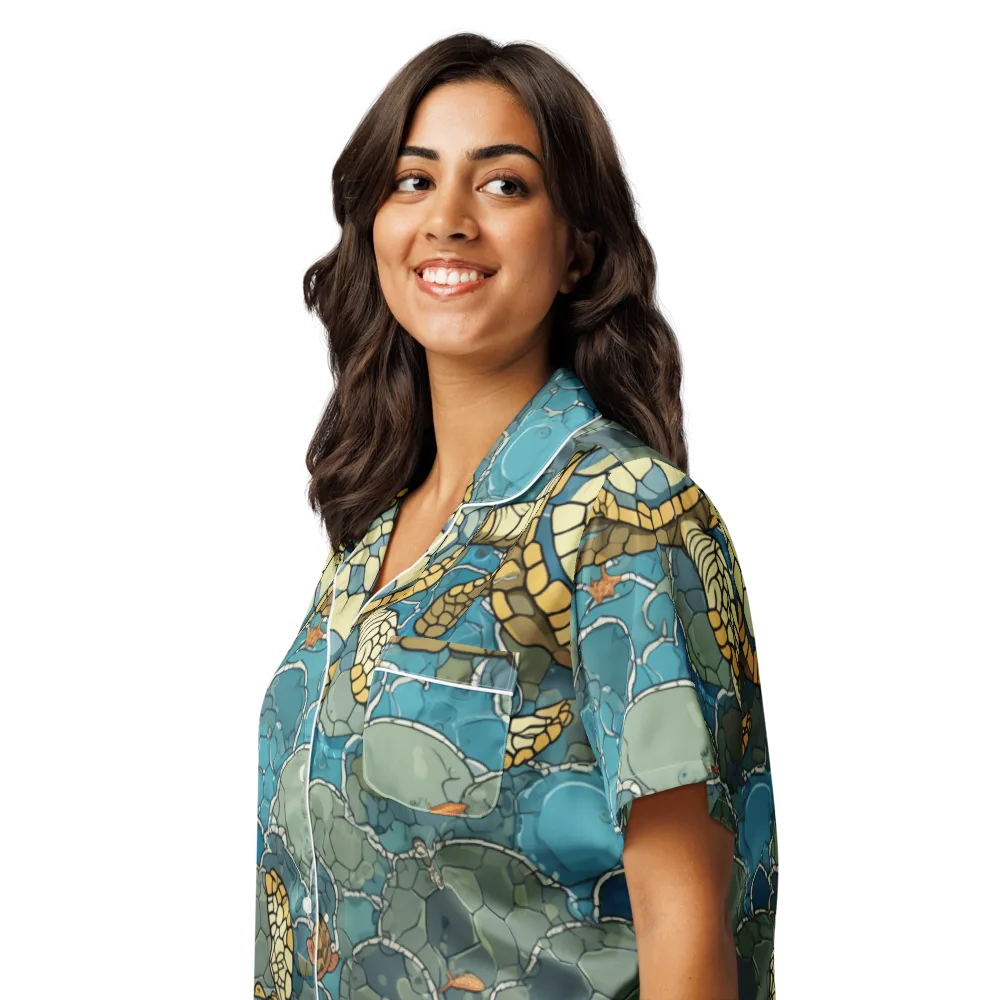 Shellwater Atlas on Women's Short Sleeve Pajama Top — Left Front