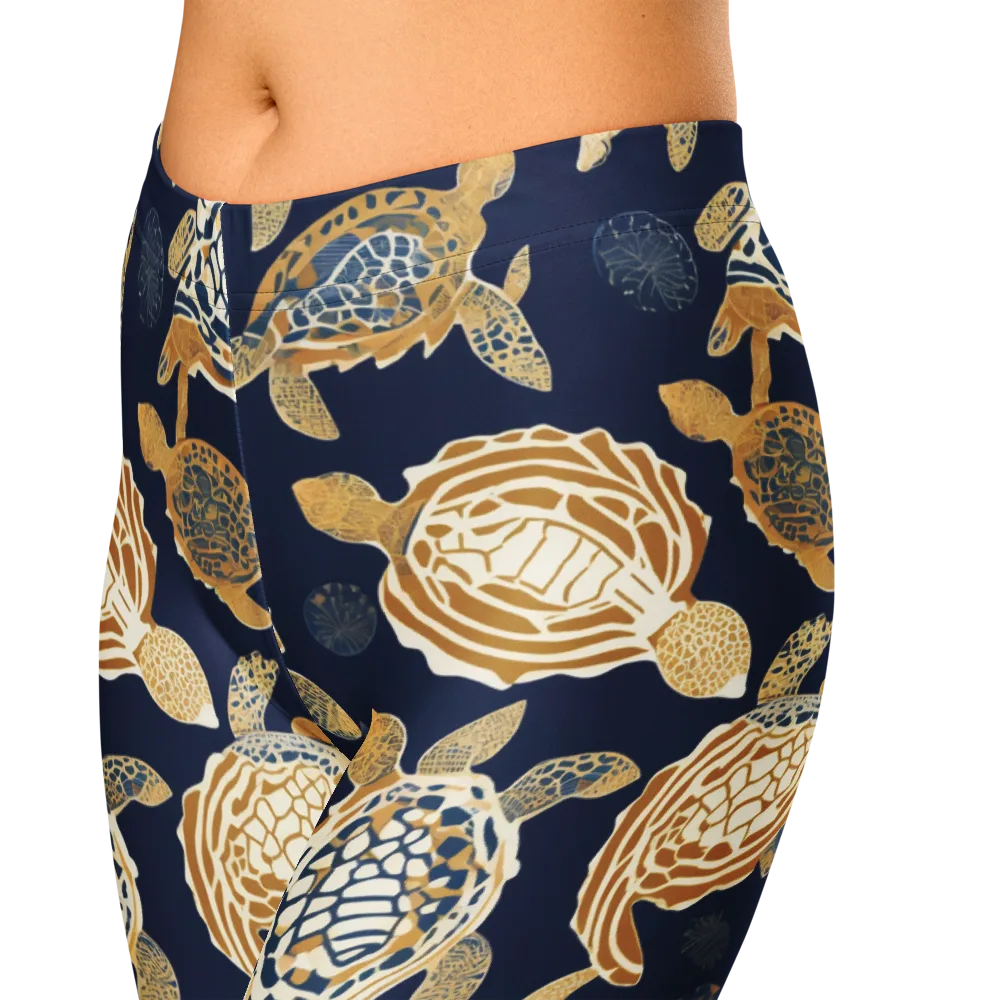 Navy Tidal Garden on Capri Leggings — Zoomed-in