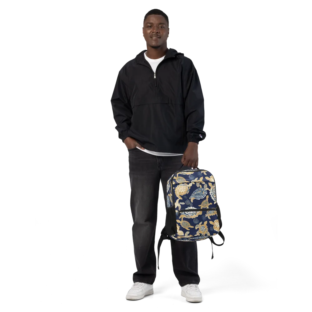 Navy Tidal Garden on Utility Backpack — Front