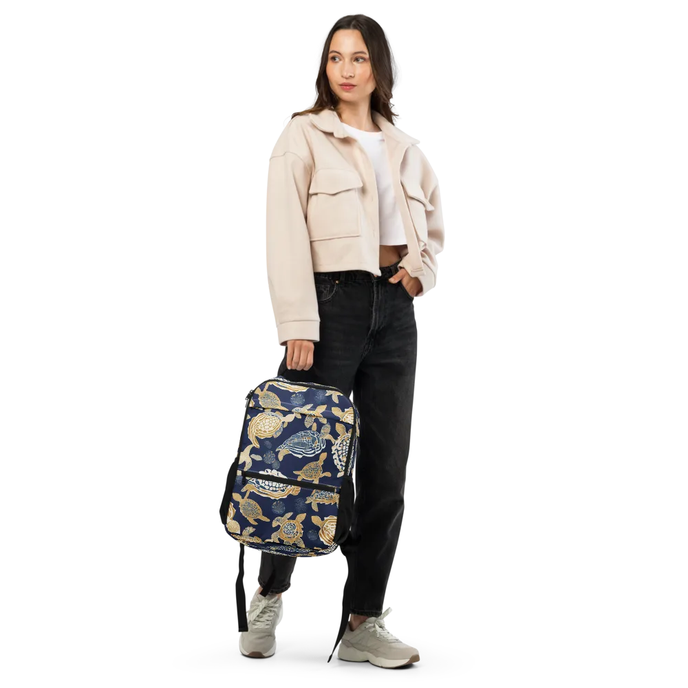 Navy Tidal Garden on Utility Backpack — Front