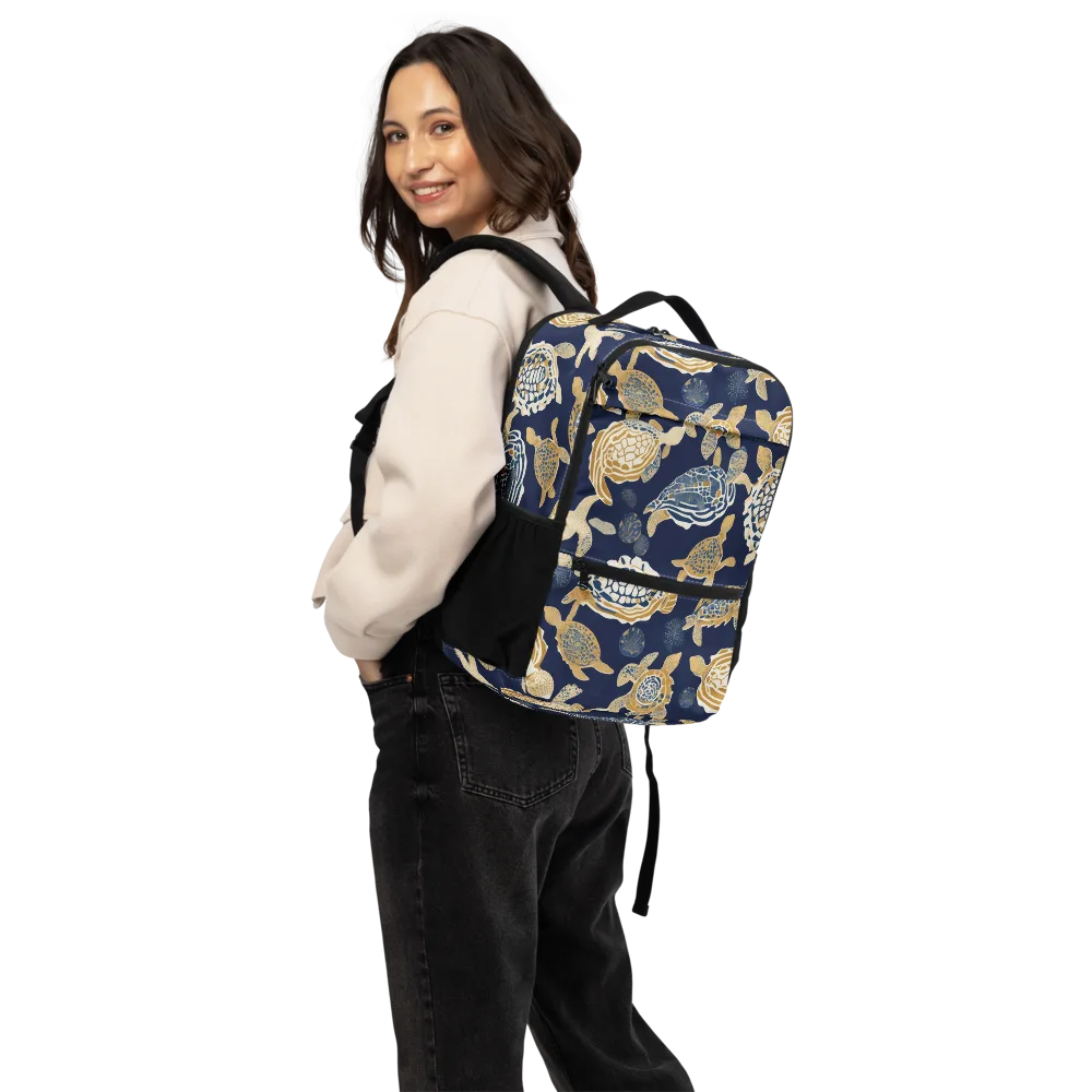 Navy Tidal Garden on Utility Backpack — Back