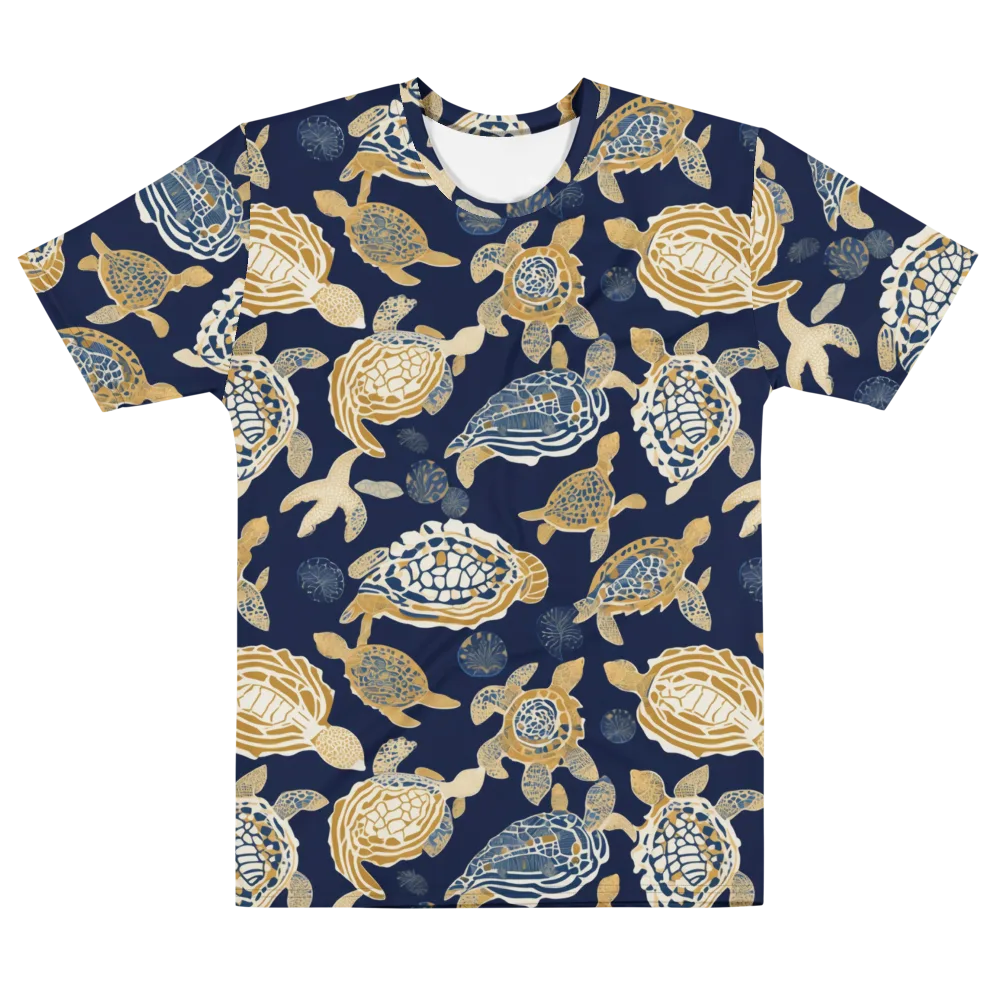 Navy Tidal Garden on Men's Cotton Crew Neck T-Shirt — Front