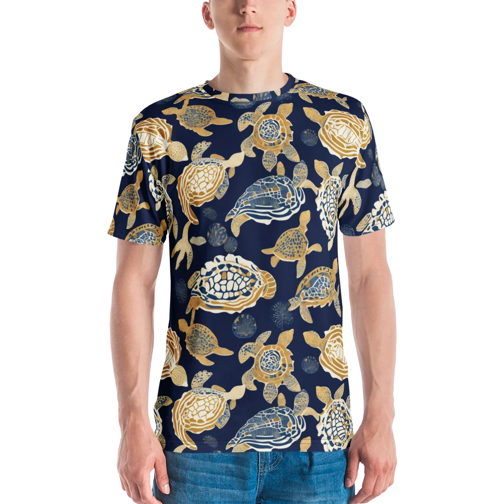 Navy Tidal Garden on Men's Crew Neck T-Shirt — Front