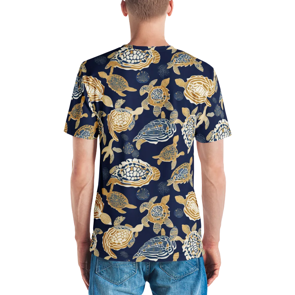 Navy Tidal Garden on Men's Crew Neck T-Shirt — Back