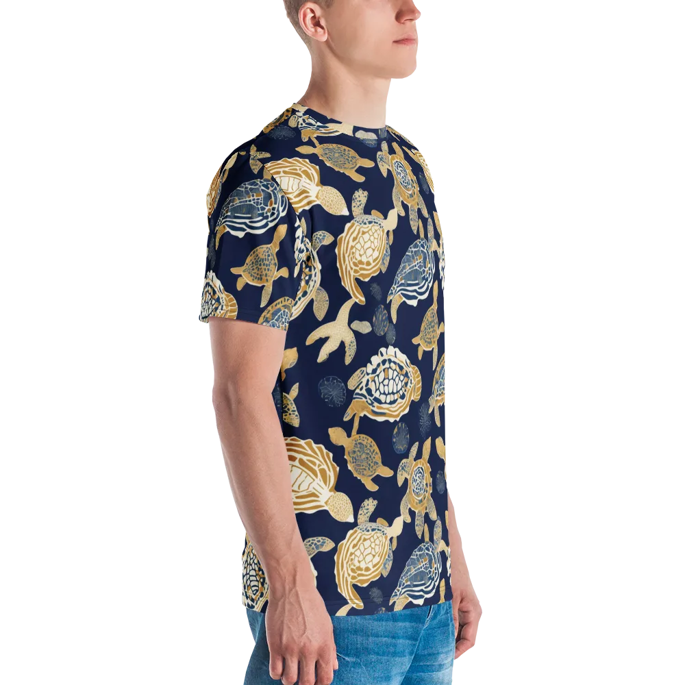 Navy Tidal Garden on Men's Crew Neck T-Shirt — Right