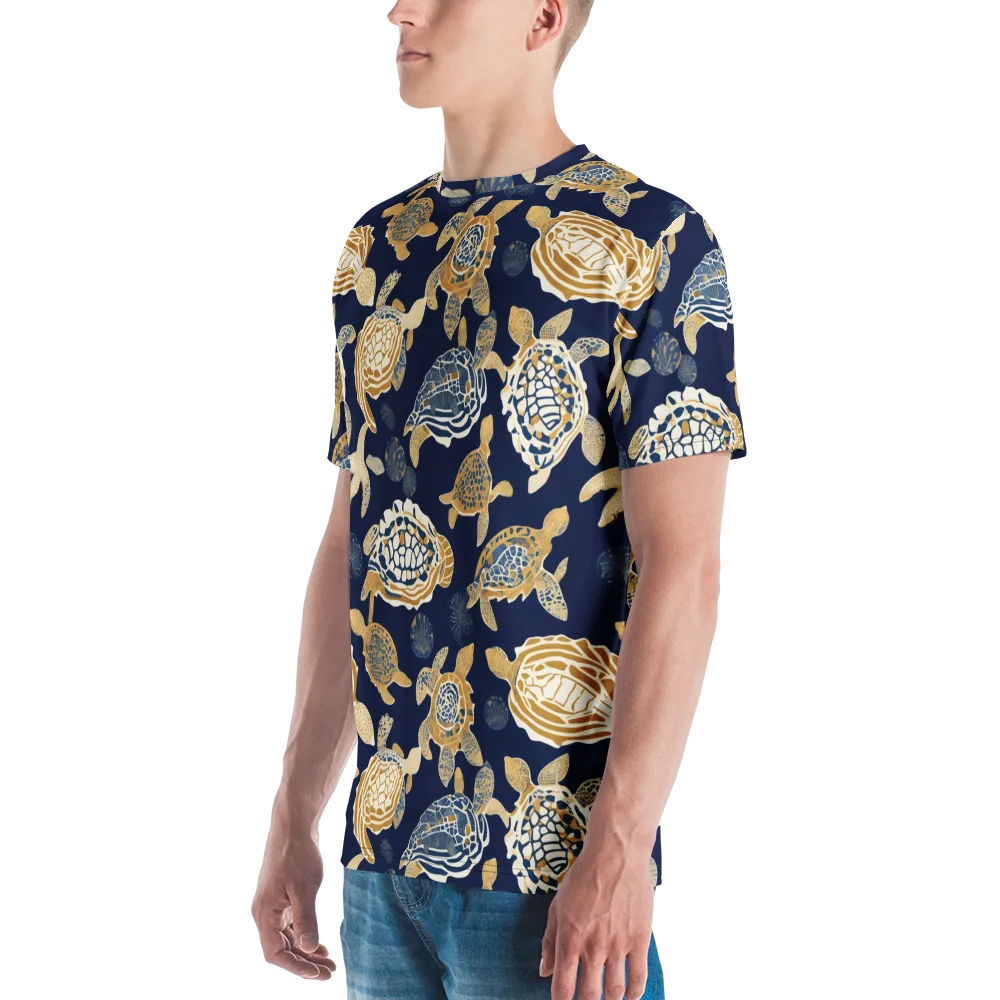 Navy Tidal Garden on Men's Crew Neck T-Shirt — Left