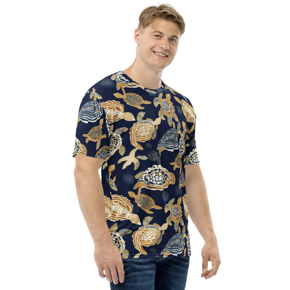 Navy Tidal Garden on Men's Crew Neck T-Shirt — Right