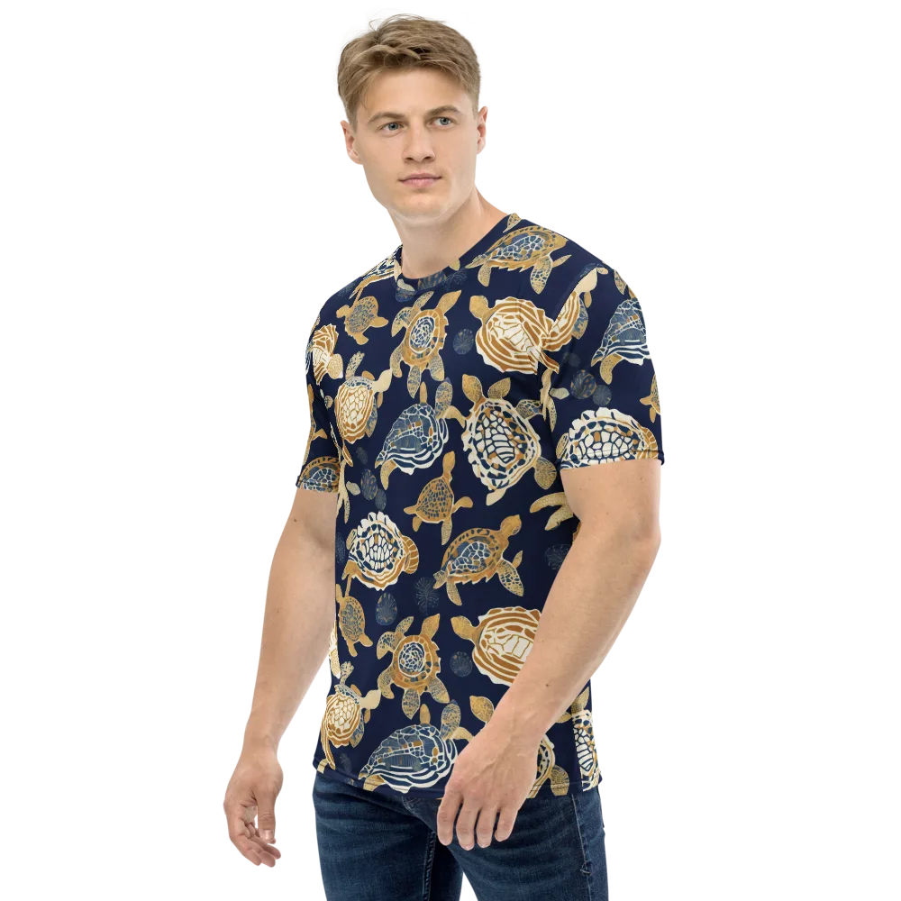 Navy Tidal Garden on Men's Crew Neck T-Shirt — Left