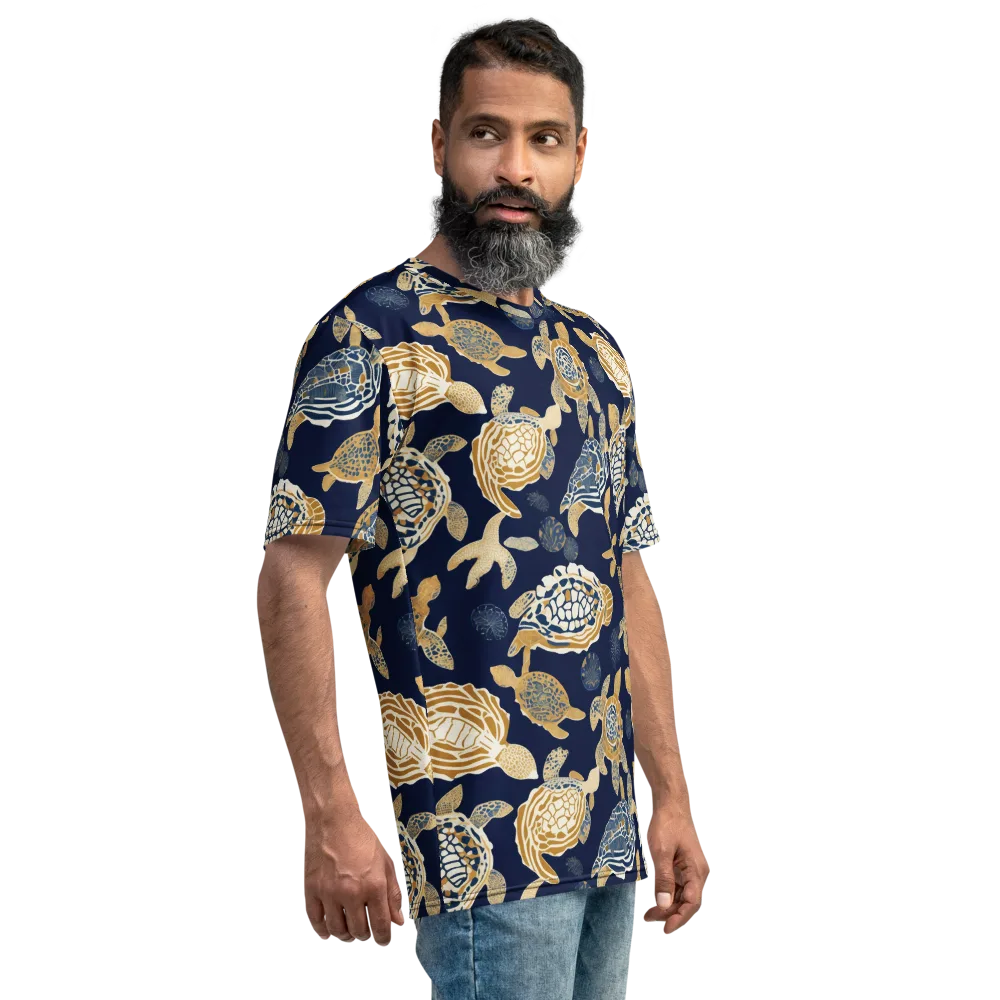 Navy Tidal Garden on Men's Crew Neck T-Shirt — Right