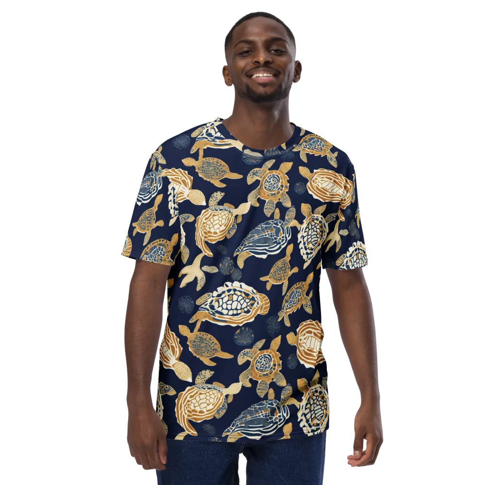 Navy Tidal Garden on Men's Crew Neck T-Shirt — Front