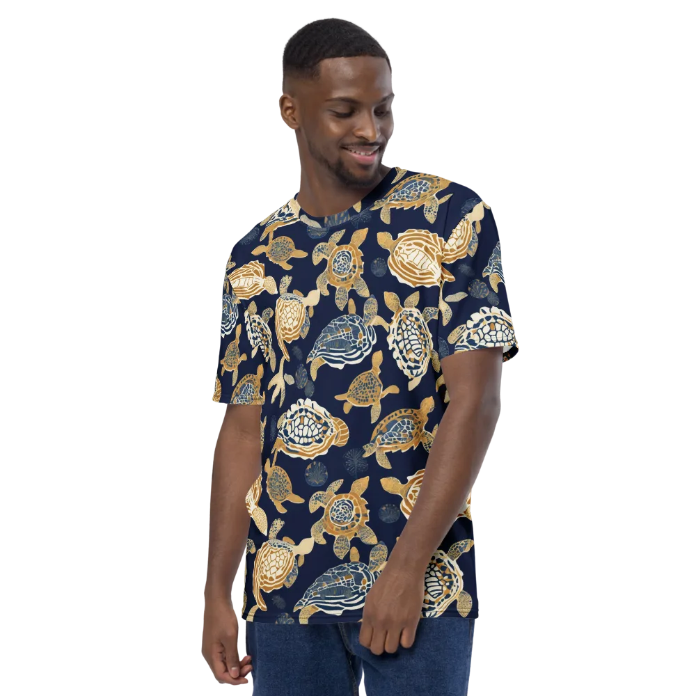 Navy Tidal Garden on Men's Crew Neck T-Shirt — Left