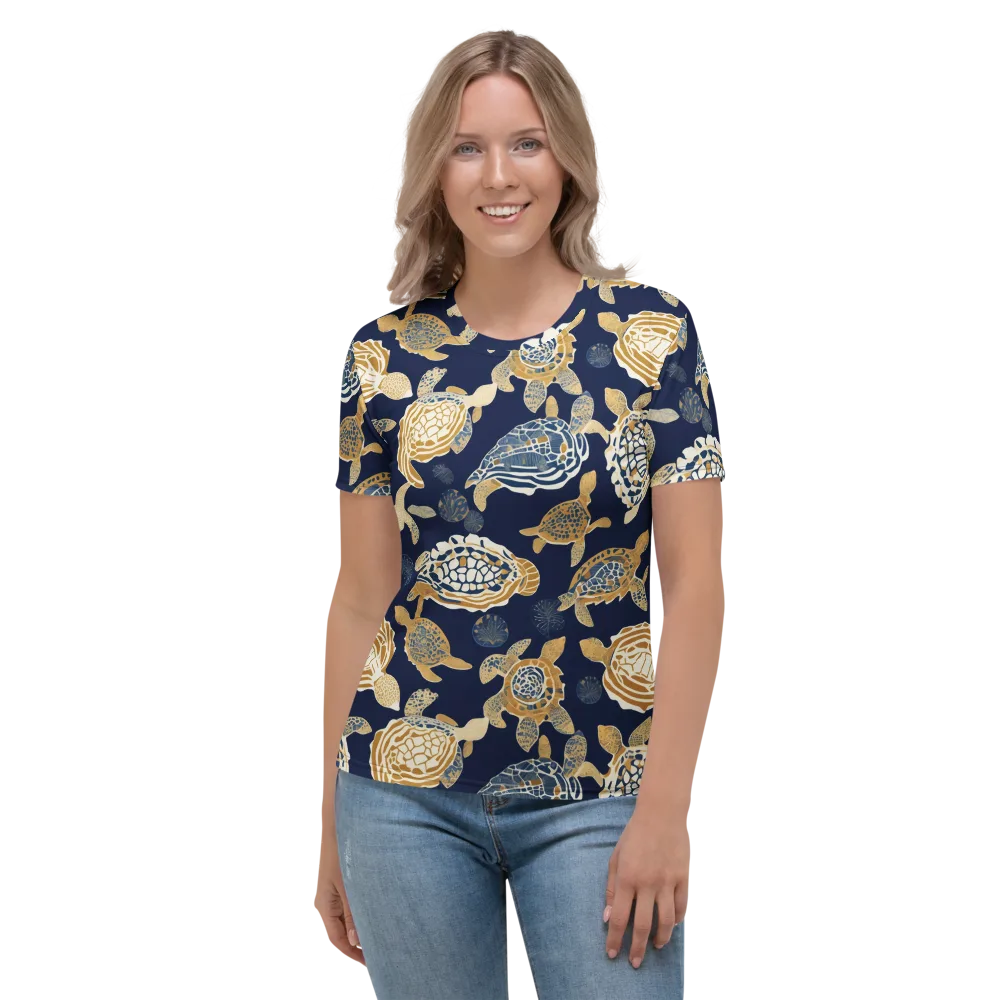 Navy Tidal Garden on Women's Crew Neck T-Shirt — Front